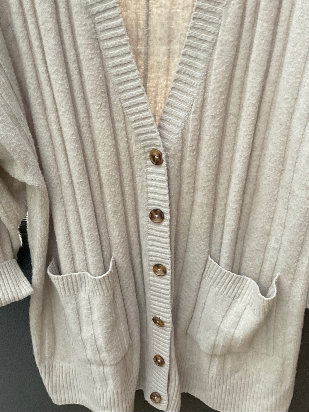 torrid Ivory Ribbed Long Button-Up Cardigan - Picture 3 of 7